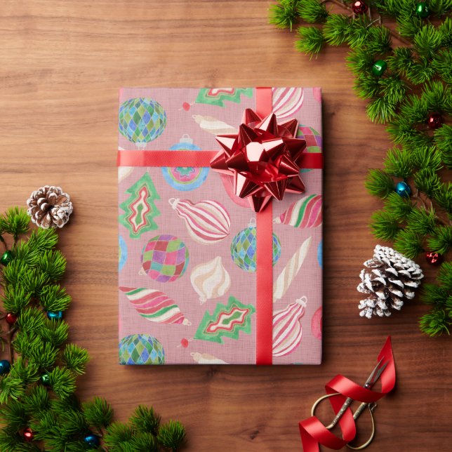 Vattenfärg julgransprydnader Inpackningspapper Presentpapper (Julgåva)