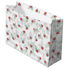 Vattenfärg Julhagtorn Blad och Röda Bär Jul