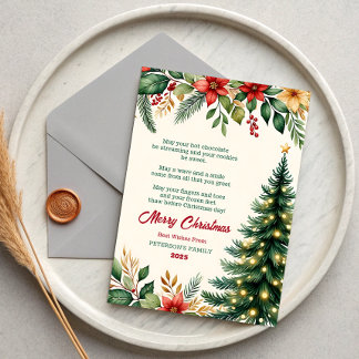 Vattenfärg Julhälsningskort med blommor Inbjudningar