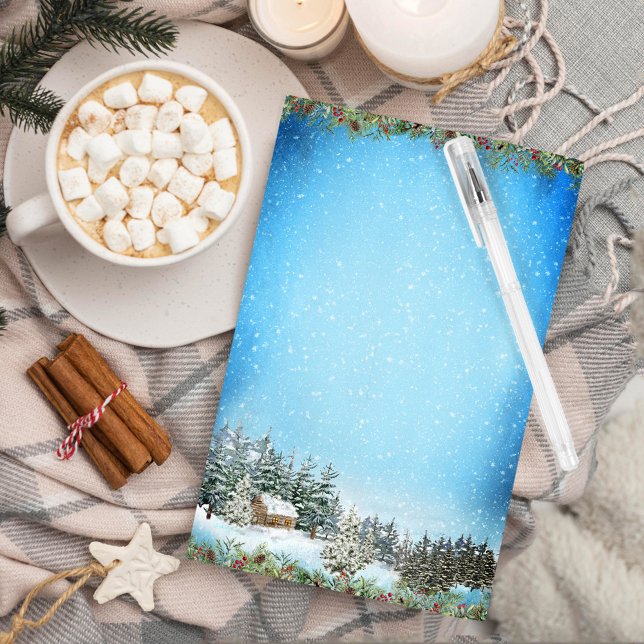 Vattenfärg Juli Landskap Skogshyttja Brevpapper (Skapare uppladdad)