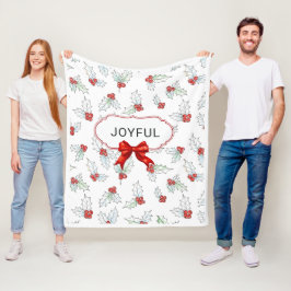 Vattenfärg Julihollyblad och röda bär Anpassad Fleecefilt