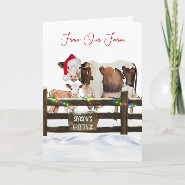 Vattenfärg julkor med Santamössa Helgkort (Framsida)