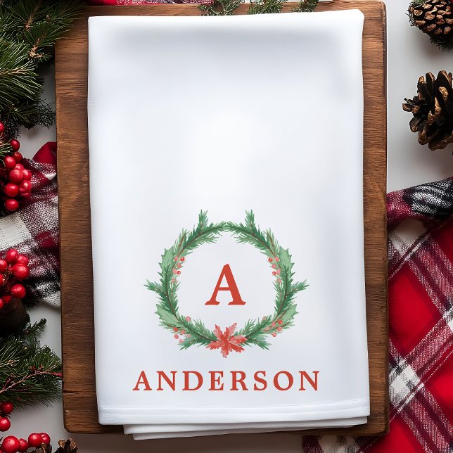 Vattenfärg Julkrans Modern Jul Deken Kökshandduk (Skapare uppladdad)