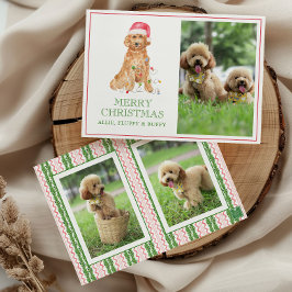 Vattenfärg jultomten Hund Photo Julkort