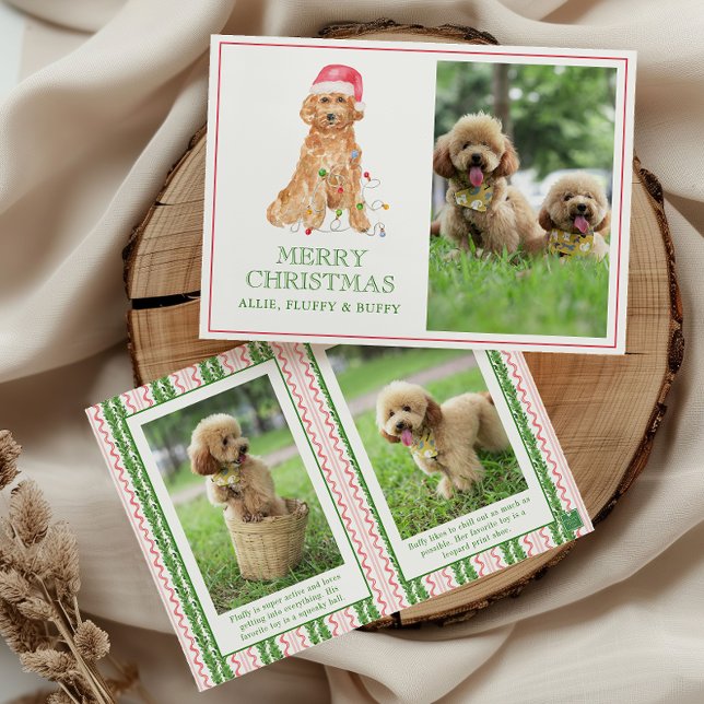 Vattenfärg jultomten Hund Photo Julkort (Skapare uppladdad)