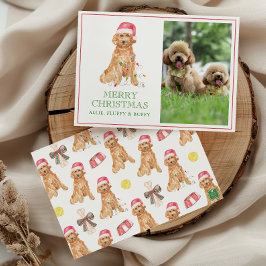Vattenfärg jultomten Hund Photo Julkort