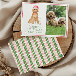 Vattenfärg jultomten Hund Photo Julkort