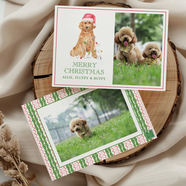 Vattenfärg jultomten Hund Photo Julkort (Skapare uppladdad)