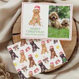 Vattenfärg jultomten Hund Photo Julkort