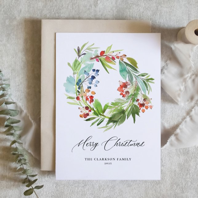 Vattenfärg Juniper och Holly Wandejul Helgkort (Skapare uppladdad)