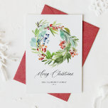 Vattenfärg Juniper och Holly Wandejul Julkort<br><div class="desc">God jul! Skicka ditt helgdag-meddelande till familj och vänner med det här julkortet för festliga vattenfärger. Den har en vattenfärgad krans av vinterbär och grönt. Anpassa det här botaniska helgdag med dina uppgifter. Det här julkortet för vattenfärg finns på andra kartonger. Matchande objekt är tillgängliga.</div>