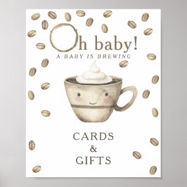 Vattenfärg kaffe baby shower-kort och presenter poster