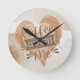 Vattenfärg "Kaffe fyller mig" Rund Klocka