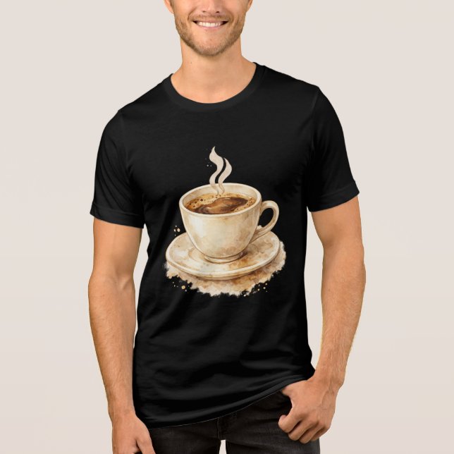 Vattenfärg kaffekopp t shirt (Framsida)
