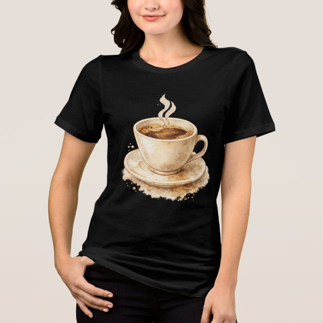 Vattenfärg kaffekopp t shirt (Framsida)