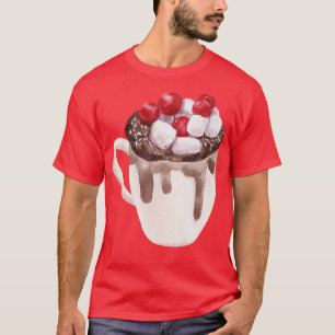 Vattenfärg Kakao Mugg Santa Julgran Ljus X  T Shirt