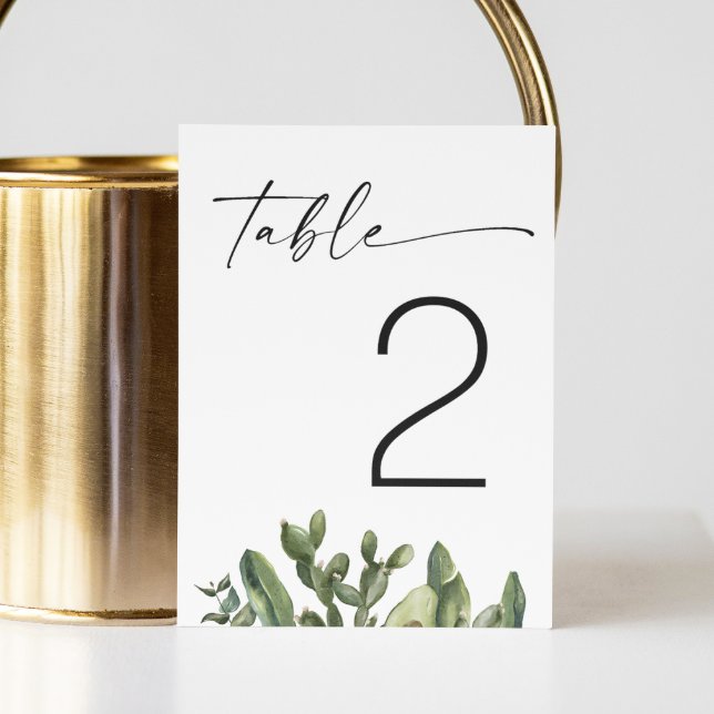 Vattenfärg Kaktus Bröllop | Elegant Modern Öken Bordsnummer (Skapare uppladdad)