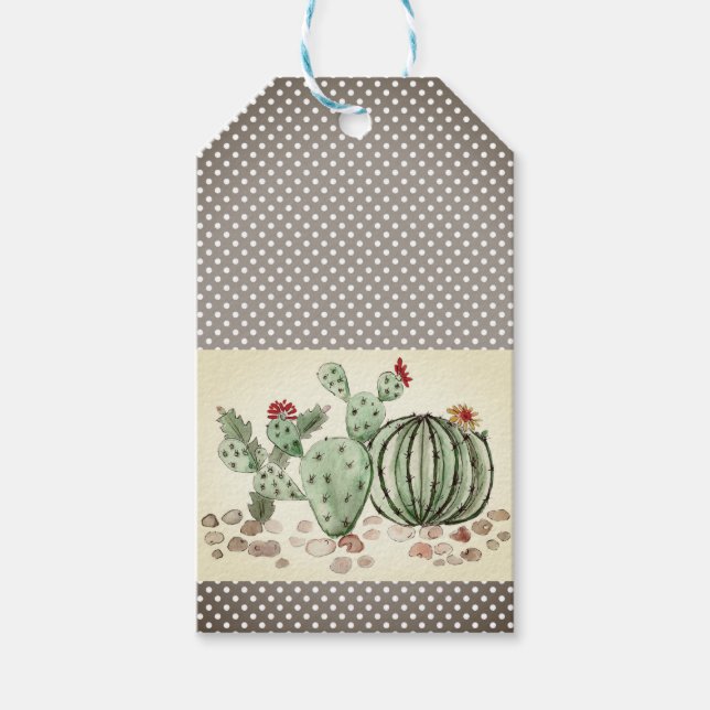 vattenfärg, kaktus presentetikett (Framsidan)