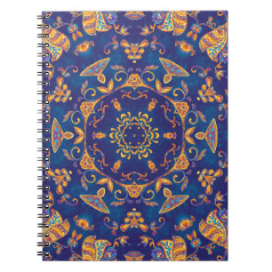 Vattenfärg Kaleidoscope Mandala Oriental Design. Anteckningsbok