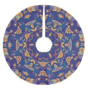 Vattenfärg Kaleidoscope Mandala Oriental Design. Julgransmatta Borstad Polyester
