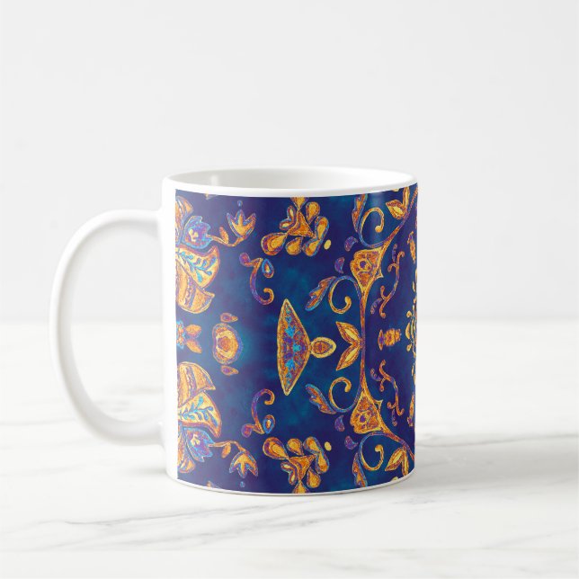 Vattenfärg Kaleidoscope Mandala Oriental Design. Kaffemugg (Vänster)