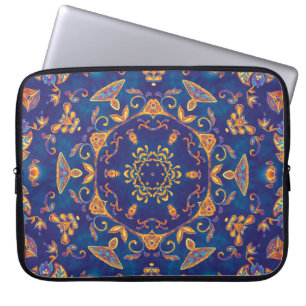 Vattenfärg Kaleidoscope Mandala Oriental Design. Laptop Fodral