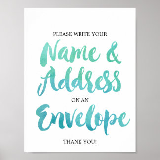 Vattenfärg kalligrafi Adressera ett kuvert tecken Poster