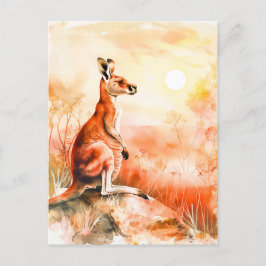 Vattenfärg Kangaroo vid solnedgång Vykort