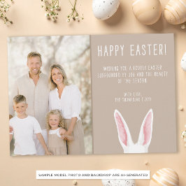 Vattenfärg Kaninöron Familjefoto Beige Påsk Kort