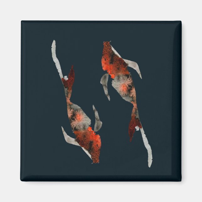 Vattenfärg karp fisk illustration magnet (Framsidan)