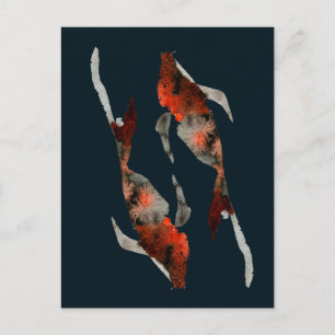 Vattenfärg karp fisk illustration vykort