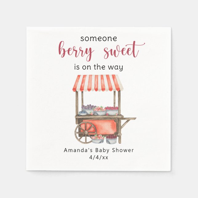 Vattenfärg kärra bär Baby shower Pappersservett (Framsidan)