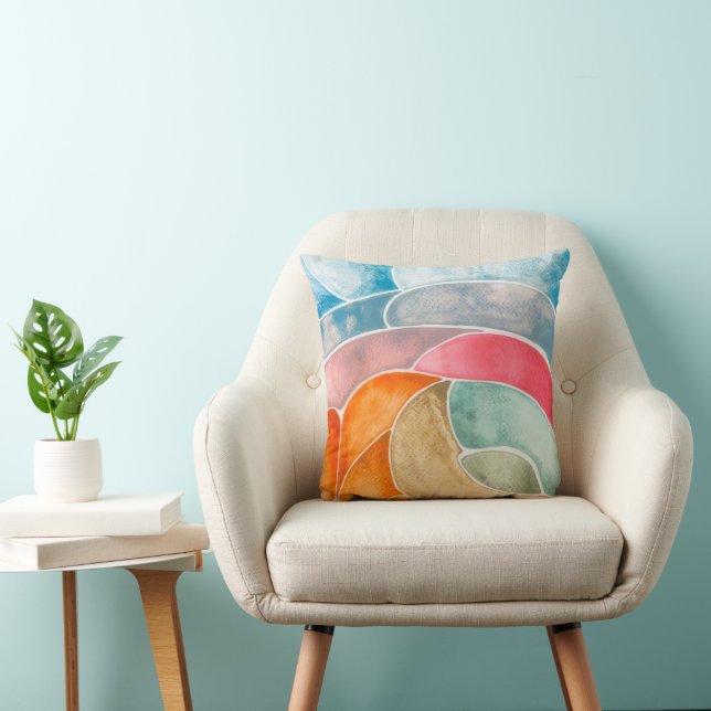 Vattenfärg Kastkudde / Handgjord / Konst / Design Kudde (Stol)