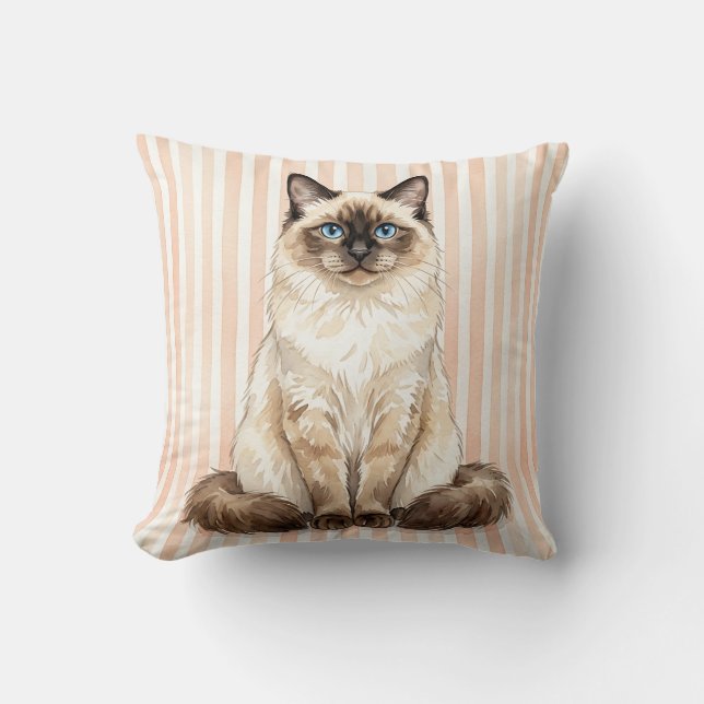 Vattenfärg Katt Kastas Kudd Dekor Kudde (Framsida)