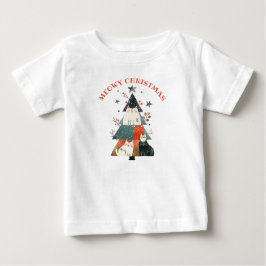 Vattenfärg Katter Julafton Träd Cute Cute Meowy ju T Shirt