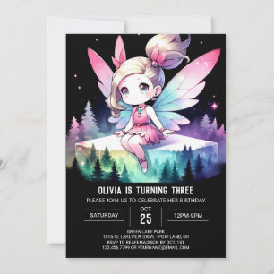 Vattenfärg Kids Fairy Birthday Inbjudningar