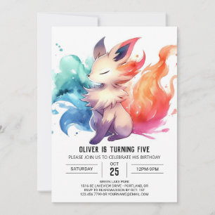 Vattenfärg Kids Fox Birthday Inbjudningar