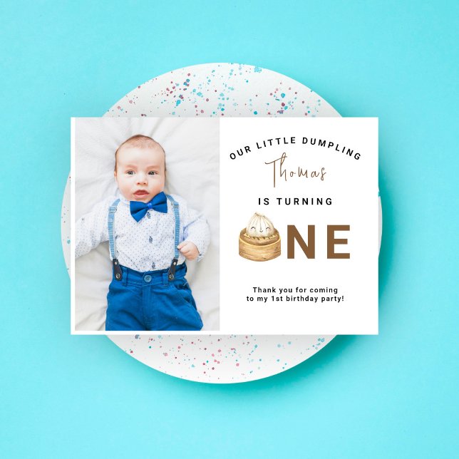 Vattenfärg Kinesisk dumpling födelsedagsfest för e Tack Kort (Skapare uppladdad)