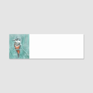 Vattenfärg Kingfisher Bird Animal nature art art Namnbricka