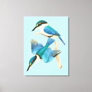 Vattenfärg Kingfisher Bird Blue Canvastryck