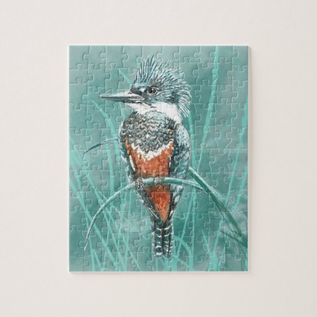 Vattenfärg Kingfisher Bird Nature Art Pussel (Vertikal)