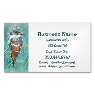 Vattenfärg Kingfisher Fishings Tours Business Logo Magnetiska Visitkort
