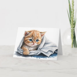 Vattenfärg Kitten för att komma snart Kort