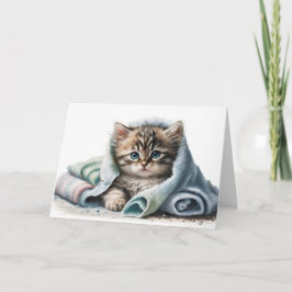 Vattenfärg Kitten för att komma snart Kort