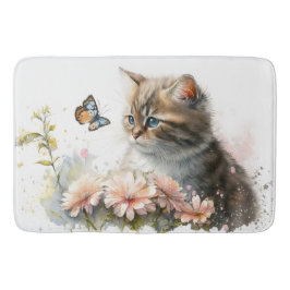 Vattenfärg Kitten och Butterfly Badrumsmatta
