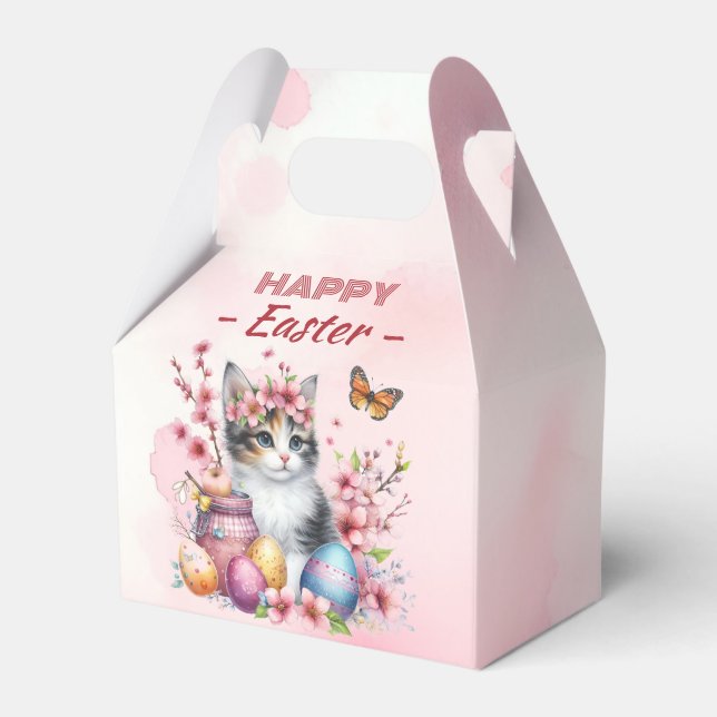 Vattenfärg Kitten Påskäggs & Flowers - Presentaskar (Framsidan Sidan)