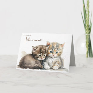 Vattenfärg Kittens tänker på dig Kort
