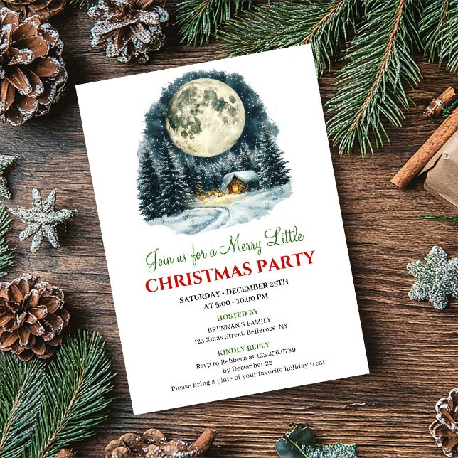 Vattenfärg Klassisk Högtidsscen Julinbjudan Inbjudningar (Watercolor Classic Holiday Scene Christmas Invite)