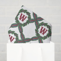Vattenfärg Klassisk julrutig krans monogram