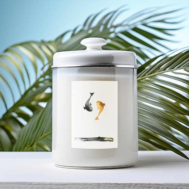 Vattenfärg Koi Fish Bröllop Candle-etikett Mat Etikett (Skapare uppladdad)